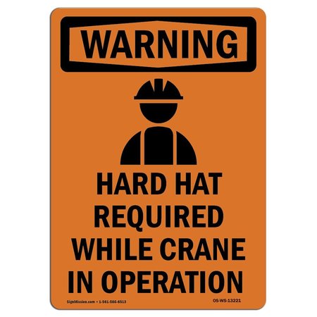 OSHA WARNING Sign, Hard Hat Required W/ Symbol, 10in X 7in Aluminum, 7 W, 10 H, Portrait